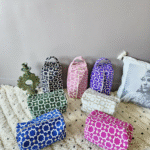 Moroccan brocade velvet and gold thread zippered toiletry bag